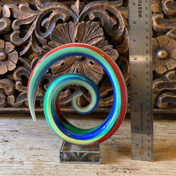 Murano Glass Multicolor Colorful Rainbow Spiral Coil Snake 3D Handblown Art - Picture 13 of 17